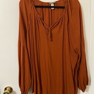 Ava & Viv Plus Size Woman’s Long Sleeve V-Neck with Tie Blouse 26/28 4X